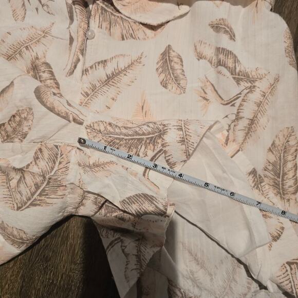 Elan Beige Feather Print Bubble Sleeve Romper Sz XS - Picture 8 of 11